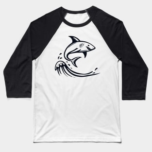 Stick Figure of a Shark in Black Ink Baseball T-Shirt